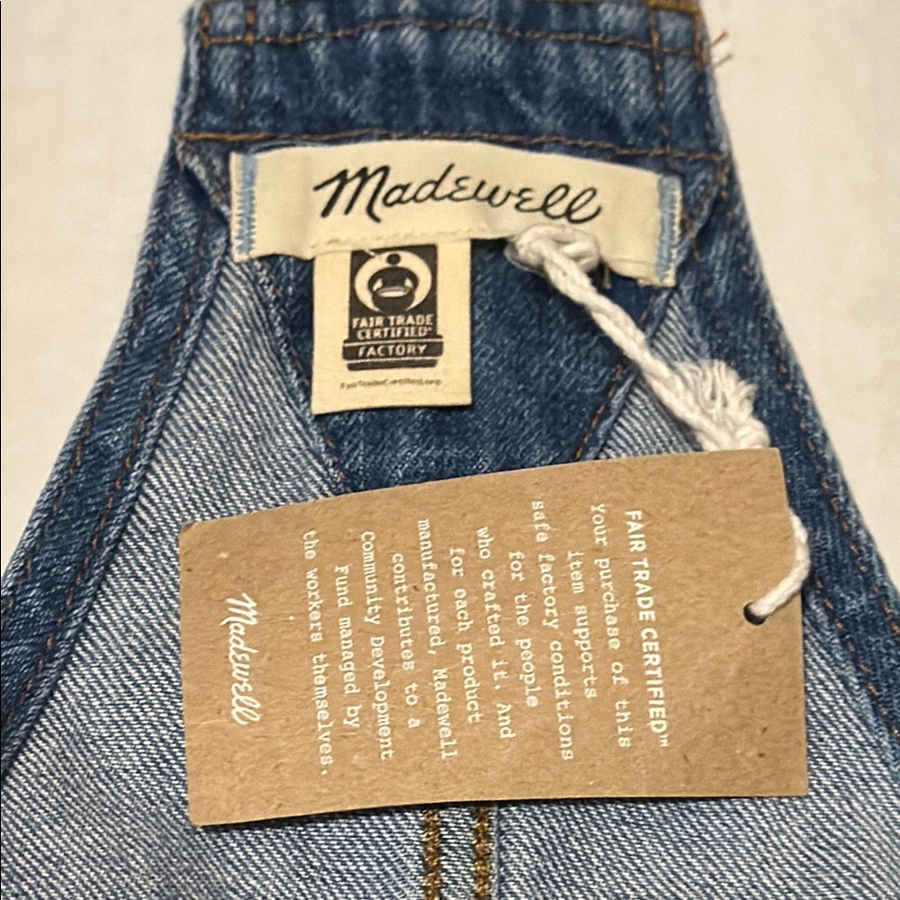 Madewell Fair TradeBlue Denim Short Overalls/Shortalls Size M NWT - Picture 5 of 6